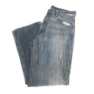 Ralph Lauren Polo Distressed Jeans 34X30 Blue Thompson Slouchy Leg  Zip Fly